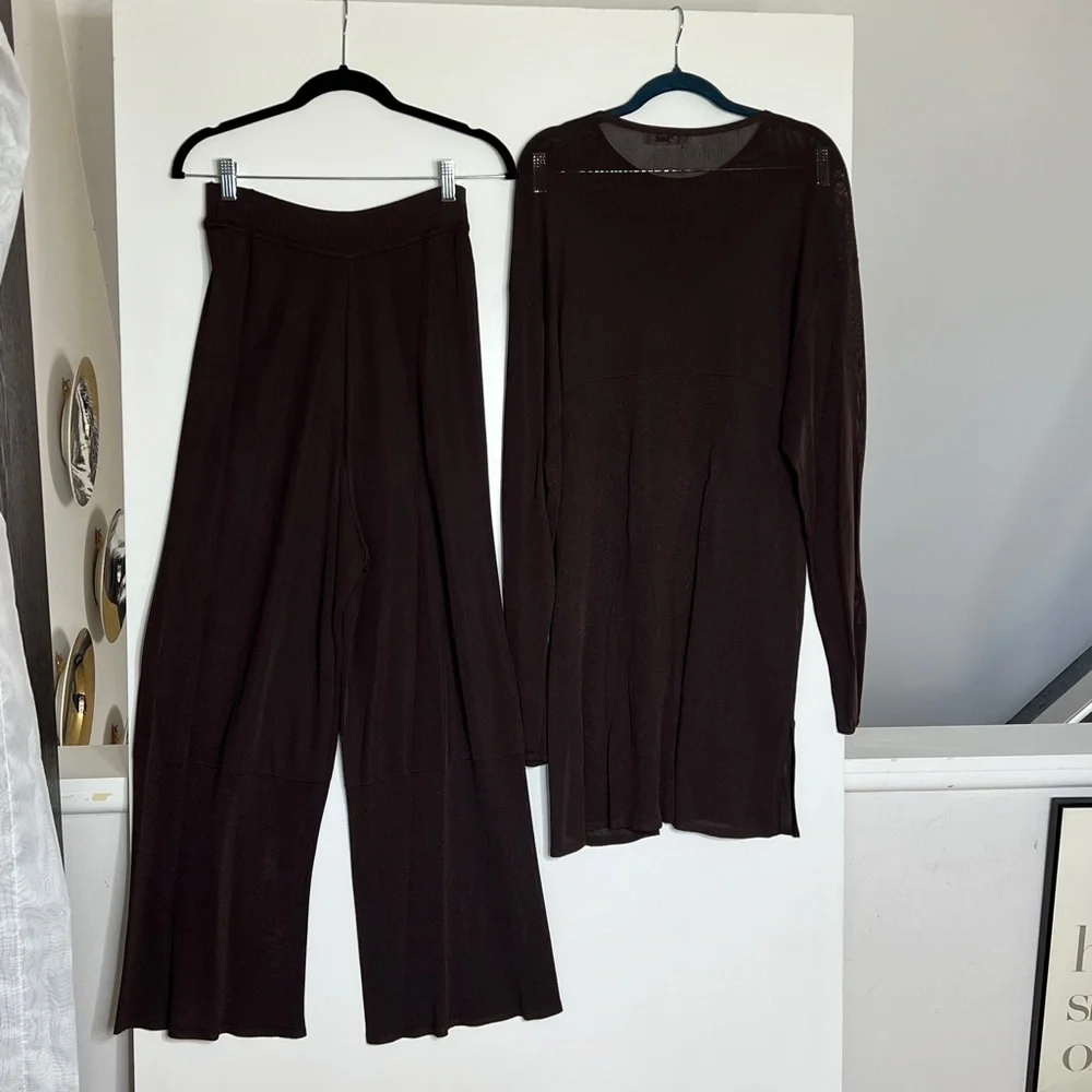 Yves Saint Laurent Sz 36 Vintage Two Piece 100% Knit Viscose Pant Tunic Set